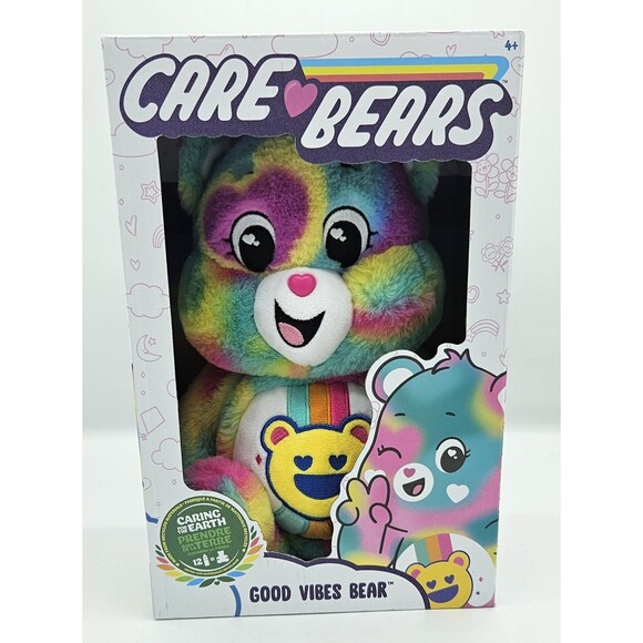 Care Bears Cloudco ~ Good Vibes ~ Plush Smiling Bear Rainbow NIB 14inches - Picture 1 of 7